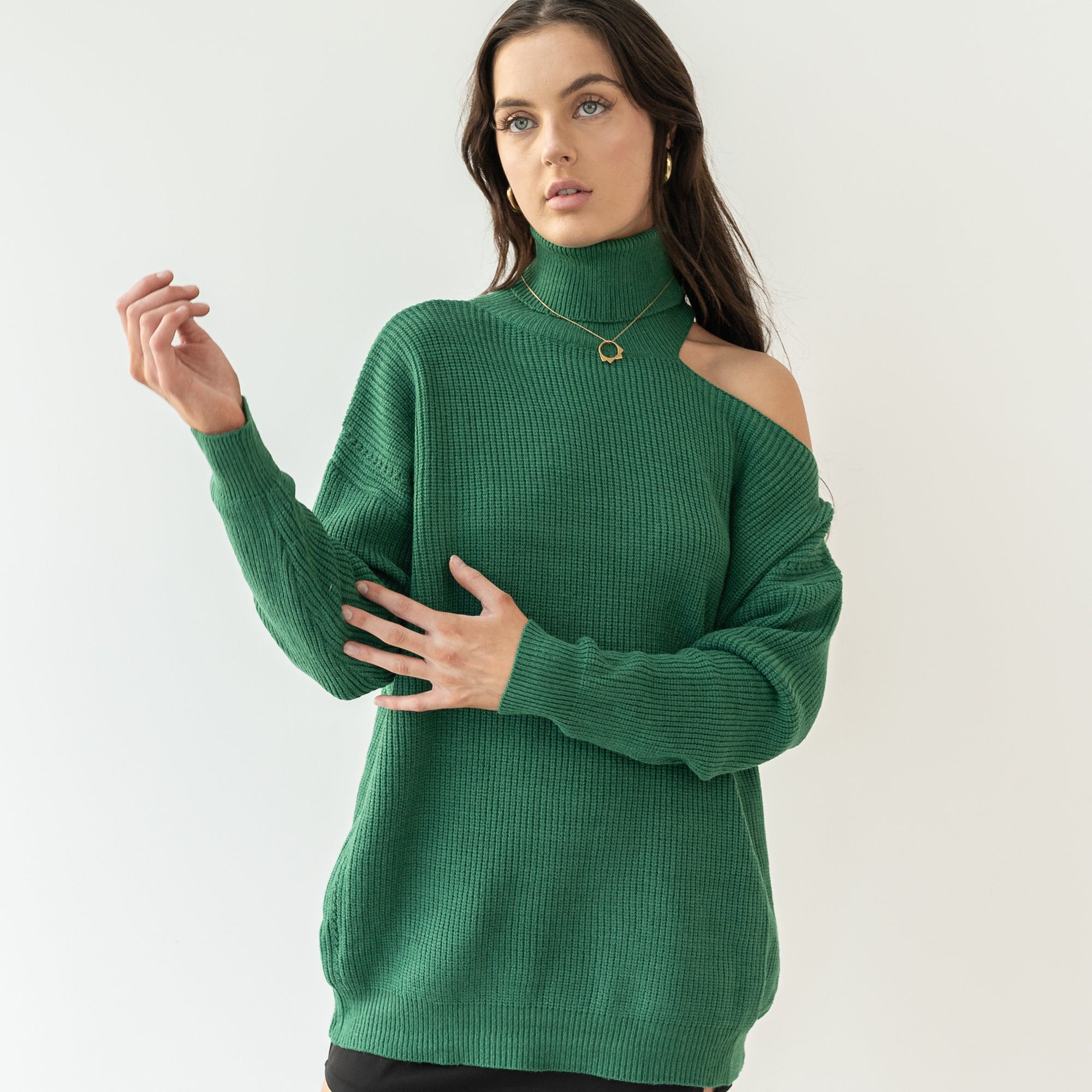 Almost Gone - Cut-Out Neck Design Sweater