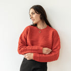 Red Heavy-Knit Crop Sweater