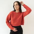 Red Heavy-Knit Crop Sweater