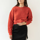 Red Heavy-Knit Crop Sweater