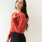 Red Heavy-Knit Crop Sweater