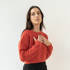 Red Heavy-Knit Crop Sweater