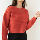 Red Heavy-Knit Crop Sweater