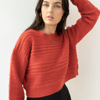 Red Heavy-Knit Crop Sweater