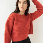 Red Heavy-Knit Crop Sweater