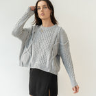 Oversized, Cotton-Blend Cable Knit Sweater