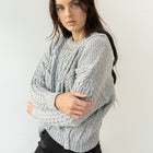 Oversized, Cotton-Blend Cable Knit Sweater