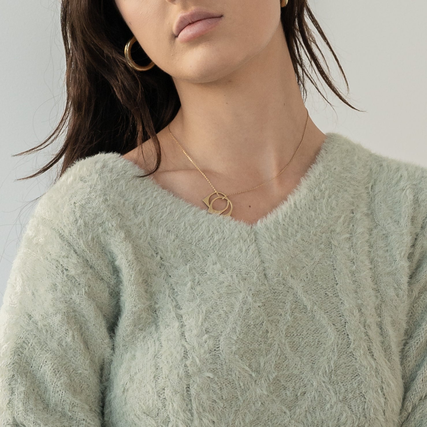 Plush V Neck Cable Sweater