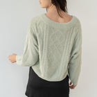 Plush V Neck Cable Sweater