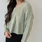 Plush V Neck Cable Sweater