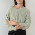 Plush V Neck Cable Sweater