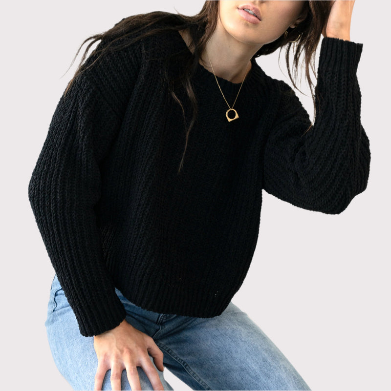 Last One! Plain Chenille Soft Knit Sweater