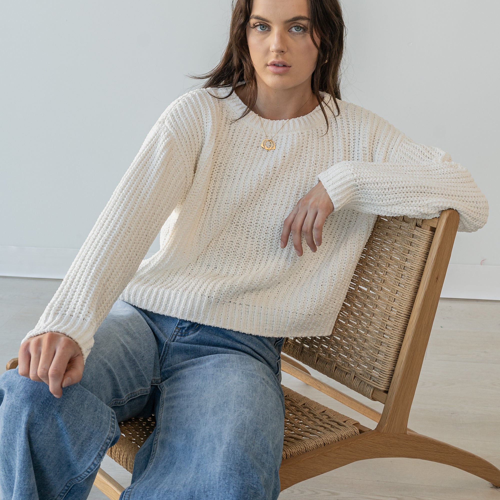 Plain Chenille Soft Knit Sweater