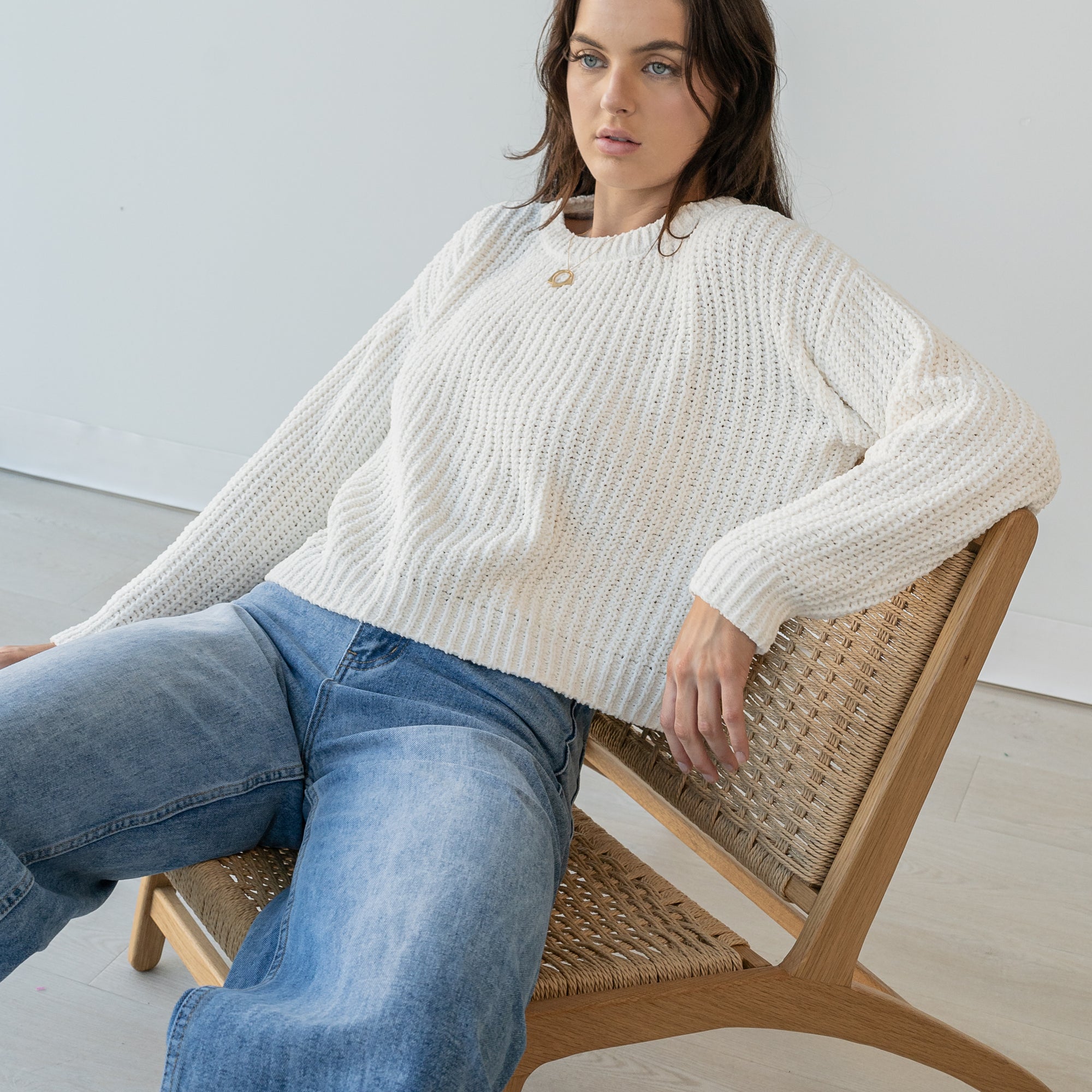 Plain Chenille Soft Knit Sweater