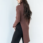 Last One - Heavy Ribbed Long Tunic With Slit in Coco