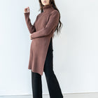 Last One - Heavy Ribbed Long Tunic With Slit in Coco