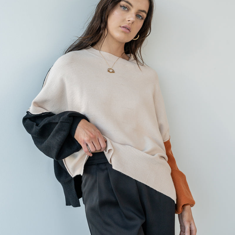 Three Tone Sweater - Viscose Blend