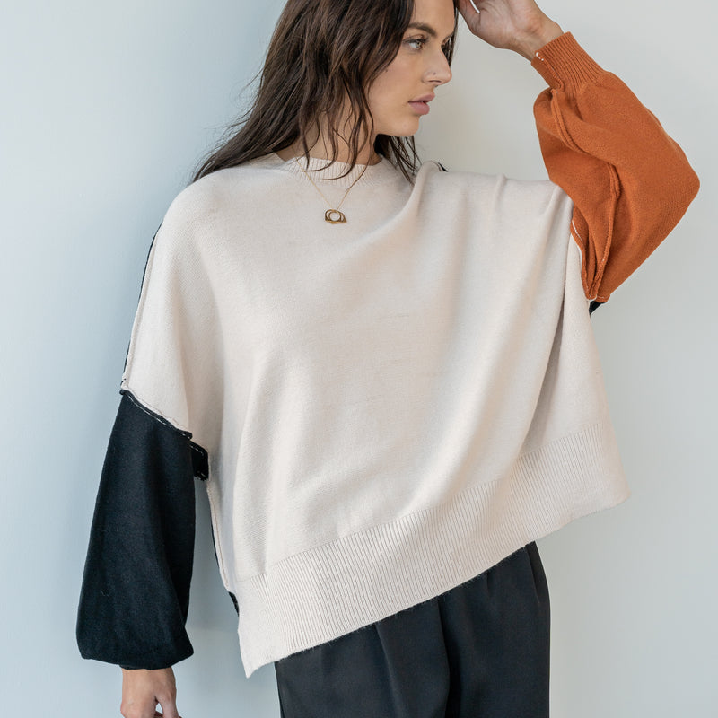 Three Tone Sweater - Viscose Blend