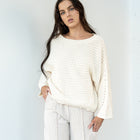 Oversized Cable Sweater In Cream