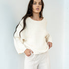 Oversized Cable Sweater In Cream