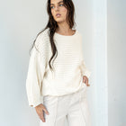 Oversized Cable Sweater In Cream