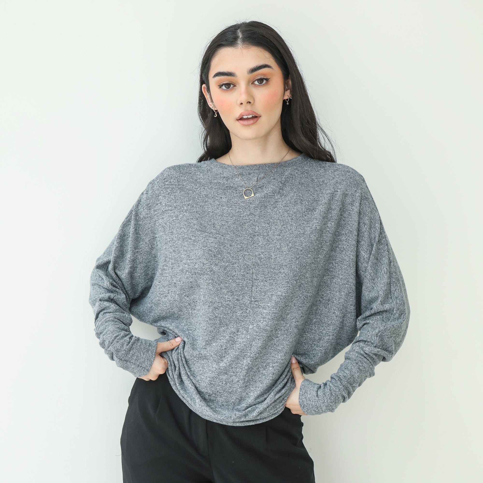 Butter-Soft Drape Knit Top in Navy