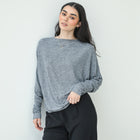 Butter-Soft Drape Knit Top in Navy