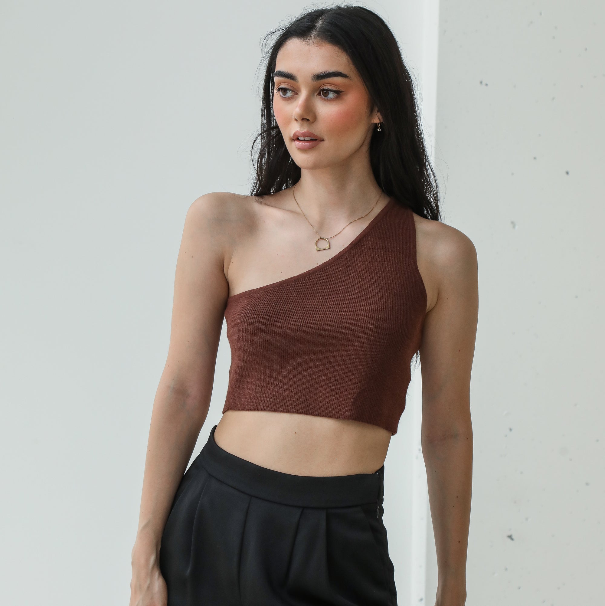 Almost Gone - One Shoulder Sweater Tank