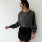 Waffle Crop Jersey Top in Charcoal