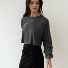 Waffle Crop Jersey Top in Charcoal