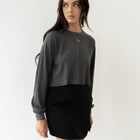 Waffle Crop Jersey Top in Charcoal