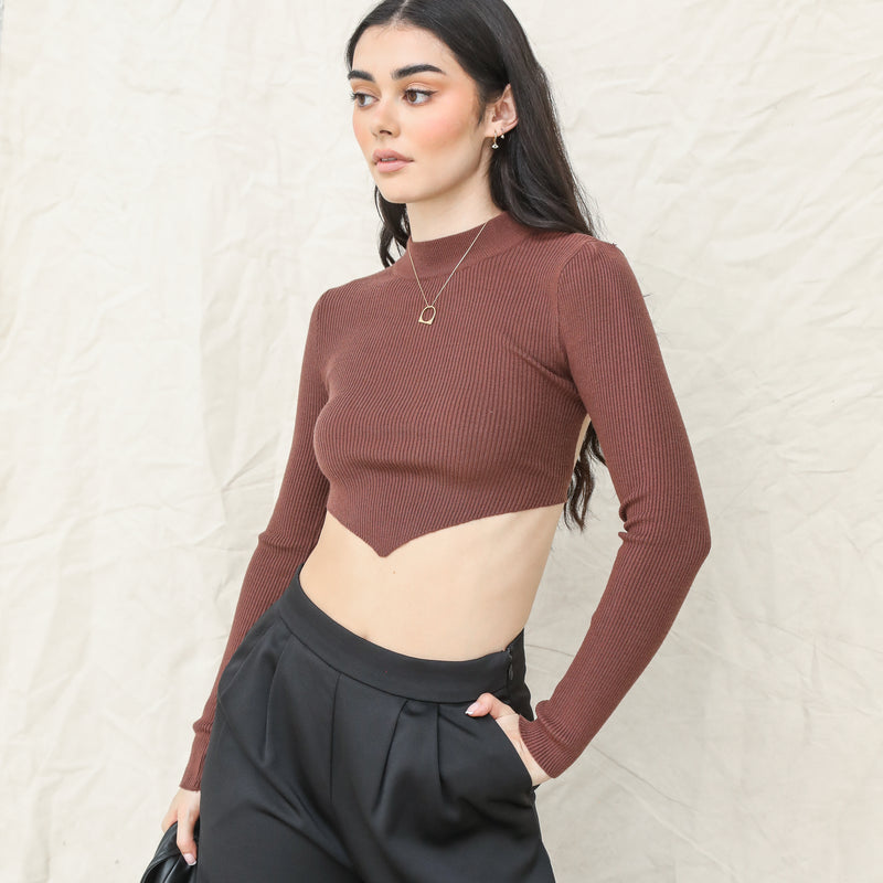 Almost Gone - Mock Neck Sweater Crop Top