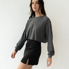 Waffle Crop Jersey Top in Charcoal