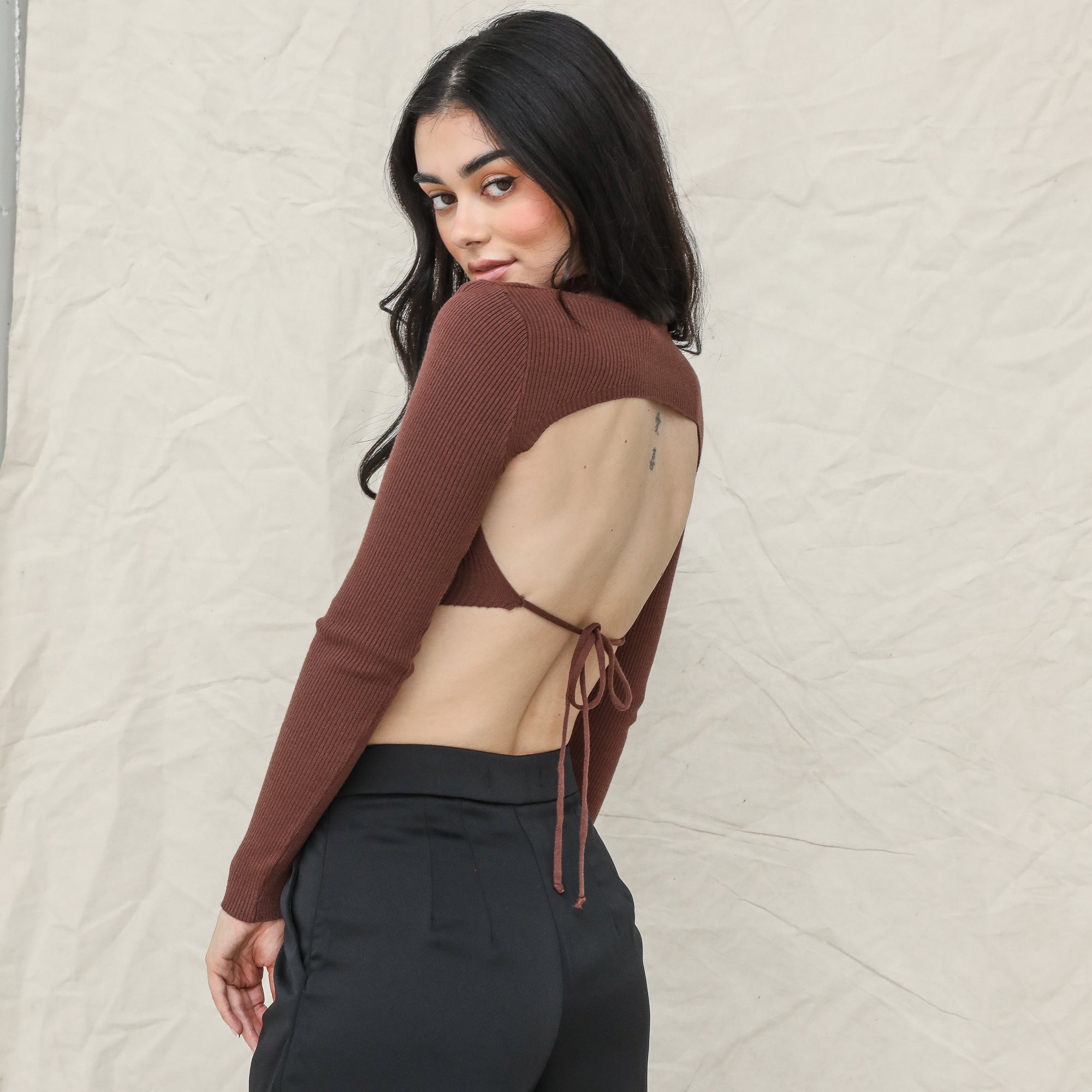 Almost Gone - Mock Neck Sweater Crop Top