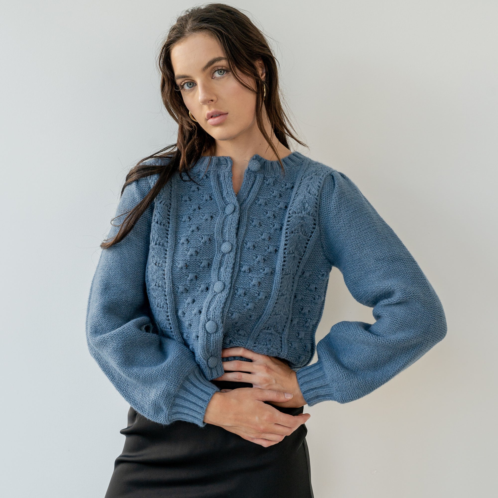 Almost Gone - Periwinkle Button Up Cardigan