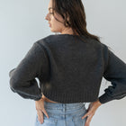 Solid Purl Knit Cropped Knit Sweater