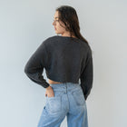 Solid Purl Knit Cropped Knit Sweater