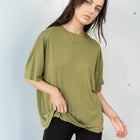 Cupro Boyfriend  Tee in Sage