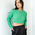 Green Knitted Crop Sweater