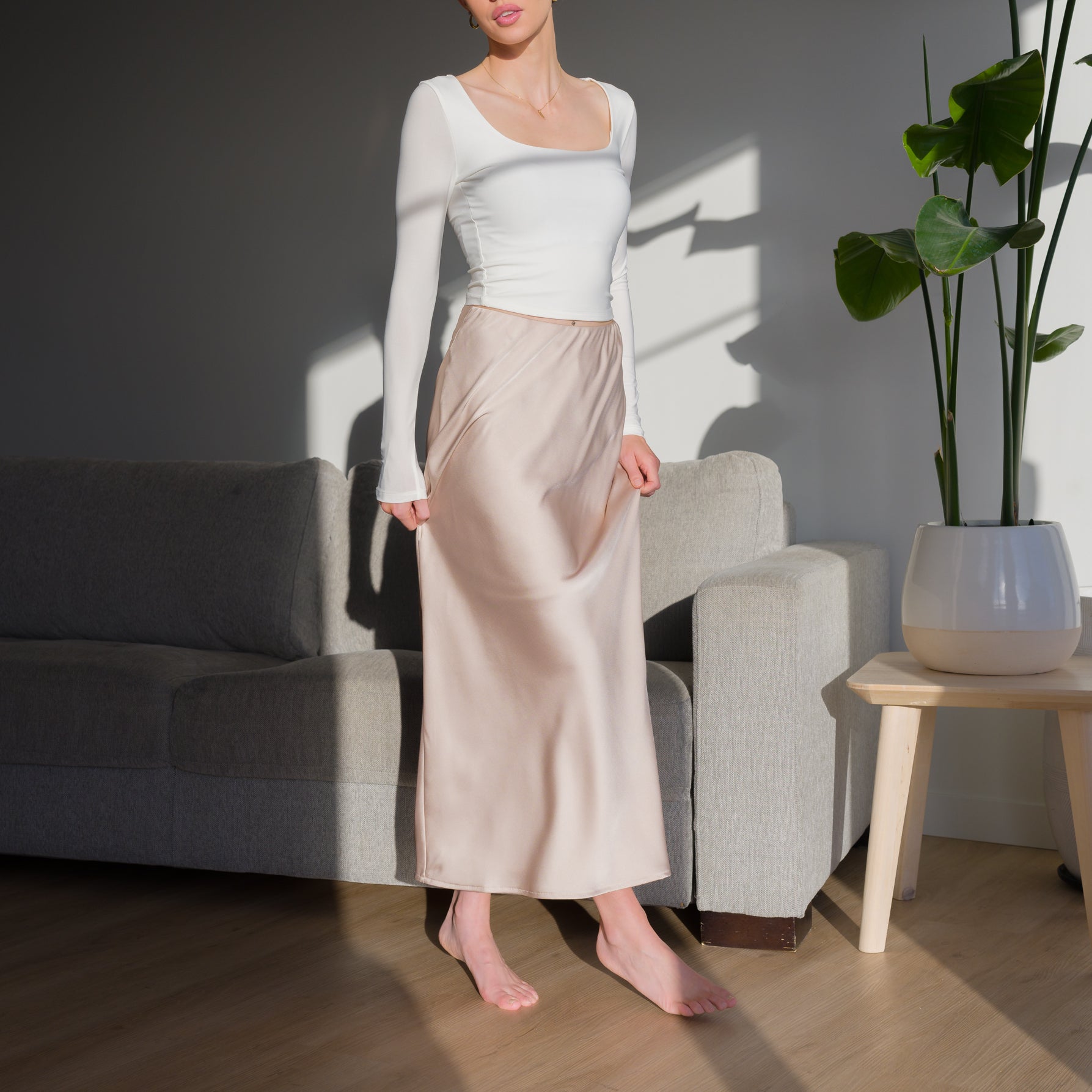 Essential Maxi Skirt in Matte Satin