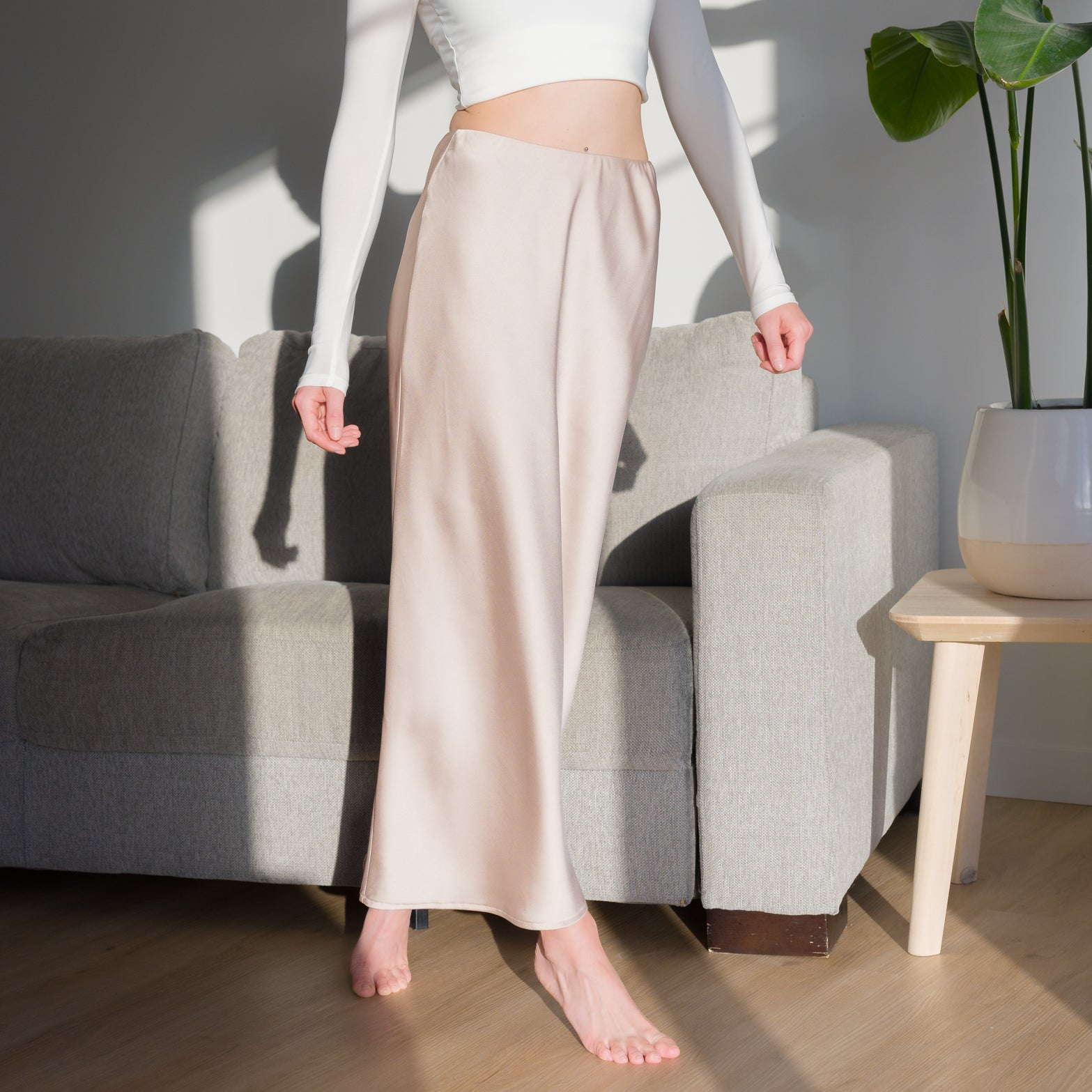 Essential Maxi Skirt in Matte Satin