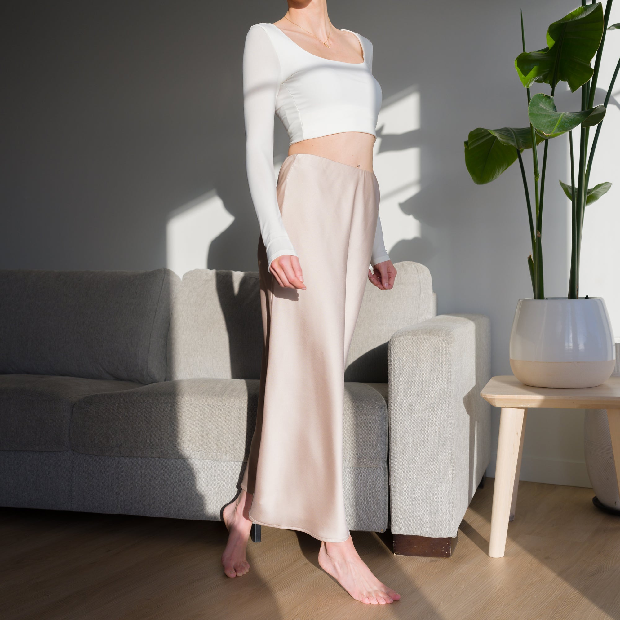 Essential Maxi Skirt in Matte Satin