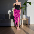 Romantic Ruched Satin Skirt