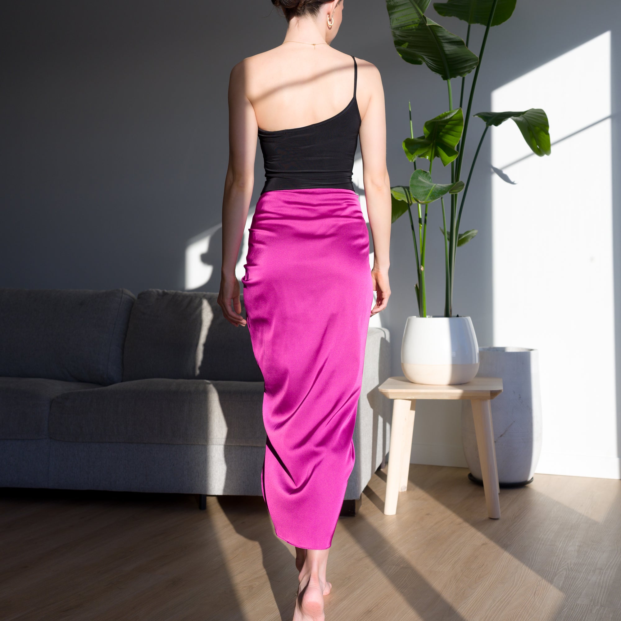 Romantic Ruched Satin Skirt