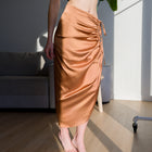 Romantic Ruched Satin Skirt