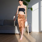 Romantic Ruched Satin Skirt