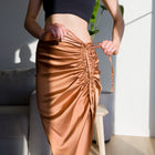 Romantic Ruched Satin Skirt