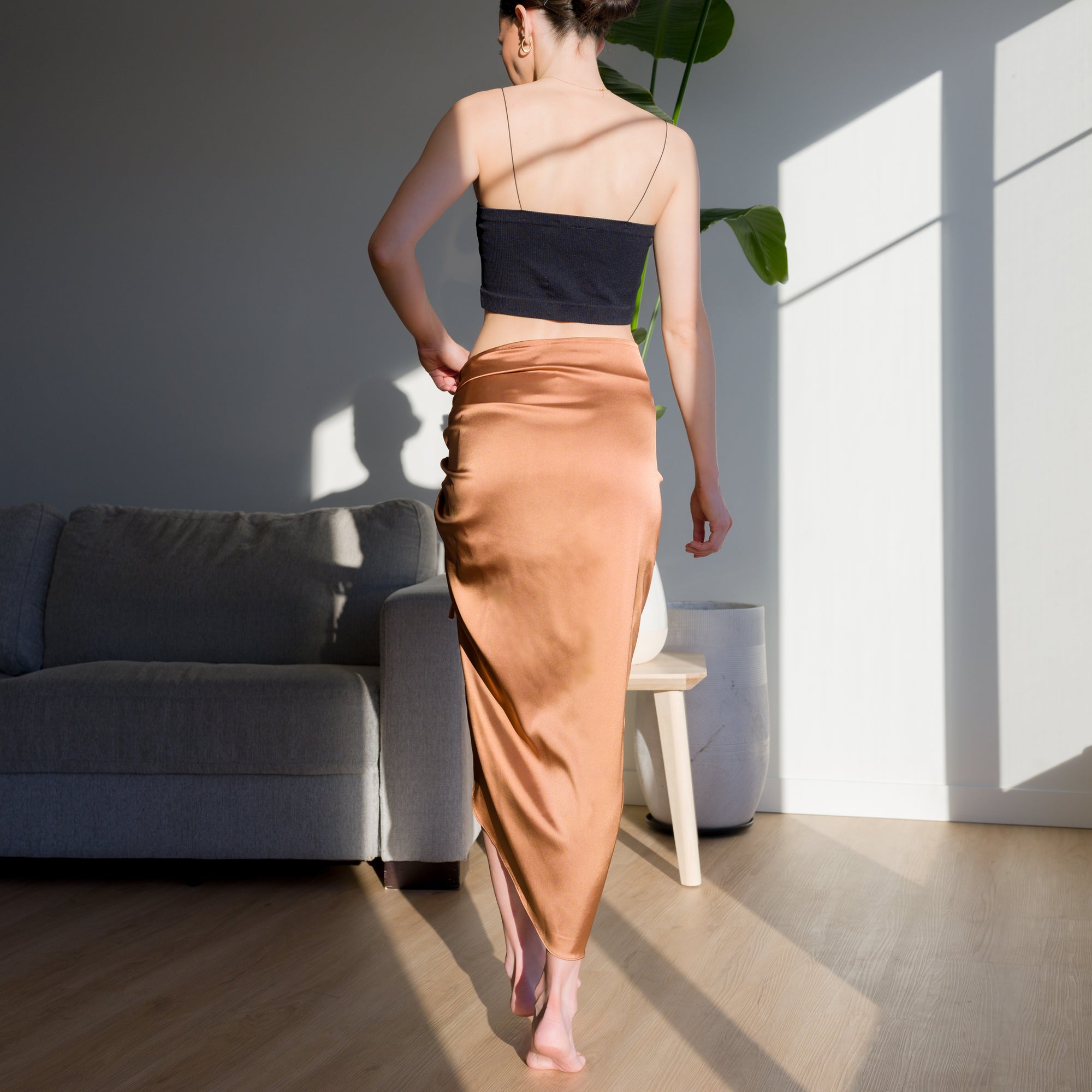 Romantic Ruched Satin Skirt