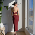 Form Enhancing Sweater Dress with Open Back Design