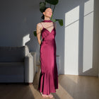 Romantic Satin Gown with Elongated Back Tie